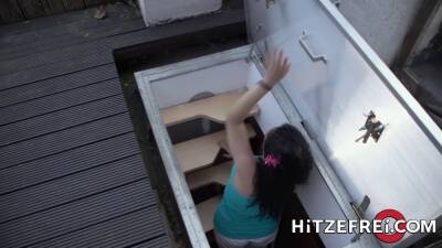 Interracial German couple fuck on the rooftop - sexu.com
