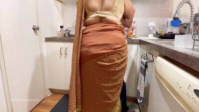 Indian Couple Romance In The Kitchen - Saree Sex - Saree Lifted Up Ass Spanked Boobs Press - hclips.com - India