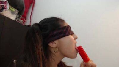 A Sizzling Latina's First Time Trying a Cock, Blindfolded in Amateur Lingerie - veryfreeporn.com